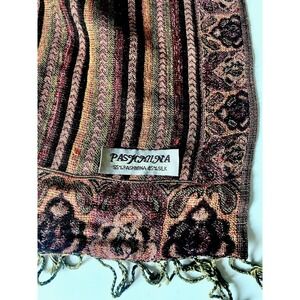 Women Scarf pashmina & silk shawl 68 X 26  Silver Metallic Threads L Wrap Boho